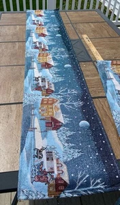 Christmas Holiday Table Runner Winter Snow Houses Tapestry 13X68 Two Avalible - Picture 1 of 4