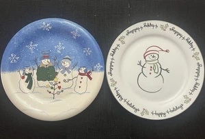 2-St. Nicholas Square 11”  Christmas Serving Plates Snowmen - Picture 1 of 5