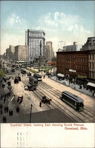 Cleveland Ohio Superior Street Trolley Station UDB verschickt 1907 Vintage Postkarte - Bild 1 von 2