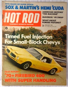 Hot Rod Magazine February 1970 Vol 23 No 2 Firebird 400 Hemi Cuda Maverick VG! - Picture 1 of 4