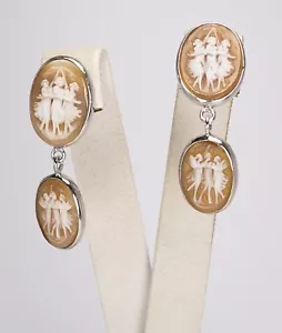 ORECCHINI IN ARGENTO 925 CON CAMMEI SARDONICO TRE GRAZIE AGHT 0625 - Foto 1 di 3