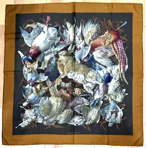 Rare VTG HERMES Carre 90 H de LINARES Cashmere 65% Silk 35% Brown scarf #y4914 - Picture 1 of 13