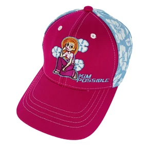 Disney Kim Possible Adjustable Ball Cap Hat Pink Blue White Hibiscus Flowers XS - Picture 1 of 8