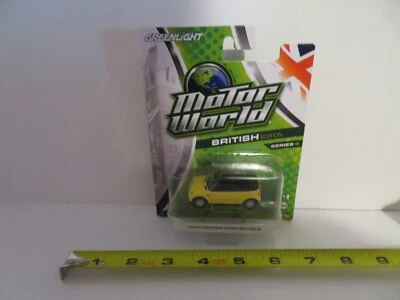 Greenlight Motor World British Series 6 Mini Cooper Convertible Yellow 2011 MOC - Image 1 of 3