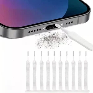 10 Pack Phone Charge Port Cleaning Tool kit, Anti-Clogging Mini Brushes White - Picture 1 of 4