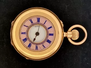 GOLAY-LERESCHE & FILS 18k Solid Gold & Enamel Swiss Hunter Pocket Watch - Runs - Picture 1 of 19