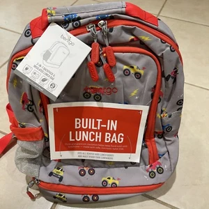 Bentgo Kids Prints 2-in-1 Backpack Lunch Bag Insulated Gray Monster Trucks NWT