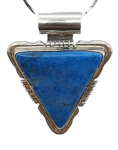 Collar colgante de plata esterlina de 19" de piedra preciosa de piedra preciosa de lapislázuli firmado navajo por Gary Spencer - Imagen 1 de 3