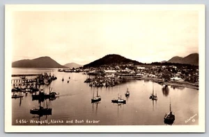 Postcard RPPC Wrangell Alaska and Boat Harbor - Picture 1 of 2