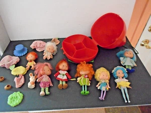 Vintage Strawberry Shortcake Lot Dolls Strawberry Carry Case 8 Dolls Included - Picture 1 of 12