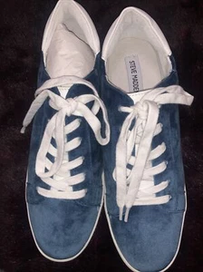 Steve Madden Steal Blue Velvet Leather Women's Sneaker US Size 9.5 M - Picture 1 of 6
