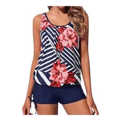 YONIQUE Tankini Traje de Baño Floral Rayas 2 Piezas Traje de Baño Mujer Talla Grande 22W Nuevo Foto 1 de 4