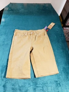 True Religion Shorts Sz 14 Youth Boys Brown Twill Bermuda Stretch NWT - Picture 1 of 17