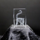Crystal Glass Figure - Lemur - Glass Cube, 3D Laser Cube, Decorative Africa Sculpture LED