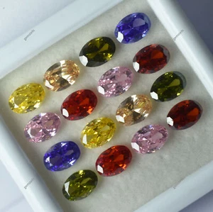 Lotto 9 pezzi pietre preziose sfuse taglio ovale zaffiro colore misto naturale CERTIFICATO 7x5 mm - Foto 1 di 11