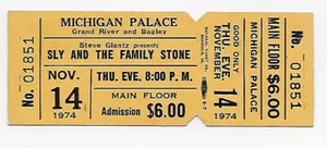 Boleto de concierto de Sly and the Family Stone 1974 sin usar en el Palacio de Michigan - Imagen 1 de 2