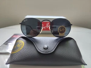 ray ban rb 3447 Sonnenbrillen Schwarzgraue Glaslinsen Schwarzmetallrahmen Rund - Bild 1 von 5