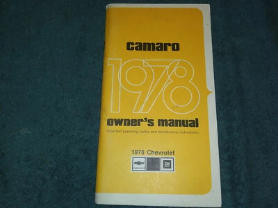 Chevrolet Camaro 1978 manual del propietario/guía/ ¡buen original!! Foto 1 de 4
