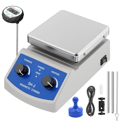 Magnetic Stirrer Hot Plate W/Thermometer, Magnetic Stir Plate W/Stir Bar Retriev