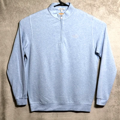 Peter Millar 1/4 Zip Sweater Mens Large Blue Whisper Rock Golf Mock Pullover - Image 1 of 4