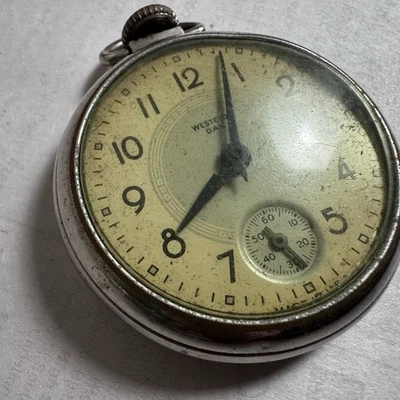Vtg Westclox Dax Silver Tone Mechanical Pocket Watch For Parts Or Repair - Image 1 of 4