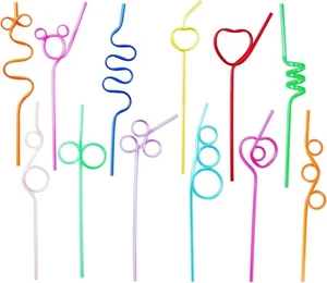 24 Pcs Silly Crazy Straws for Kids &Adults,Reusable Plastic Regular, colour - Picture 1 of 9