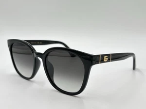 GUCCI GG1122SA 001 Sunglasses Gloss Black/Gold w/Gray Gradient AUTHENTIC ITALY - Picture 1 of 9