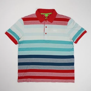 Polo uomo Hugo Boss vestibilità moderna 2XL rosso/blu/bianco a righe - Foto 1 di 7