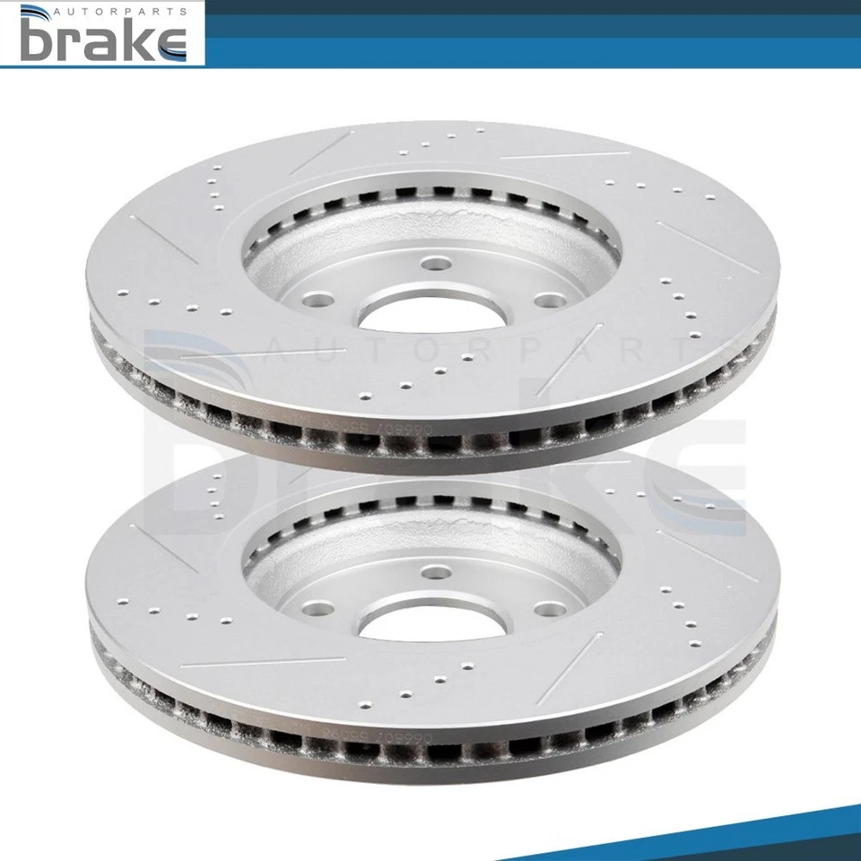 Rotores de freno delanteros perforados y ranurados 5 orejetas para motores Pontiac G6 V6 2006 2007 Foto 1 de 1