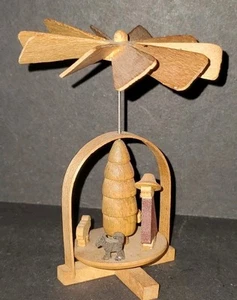 Vintage Erzgebirge Paddle Windmill Wood Tree Christmas Sheep Shepherd Dog - Picture 1 of 5