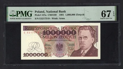 Polonia 1000000 Zlotych 1991 P157a Sin Circular Grado 67 Foto 1 de 2