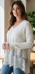 BiBi Womens Size Medium White Sweater - Picture 1 of 2