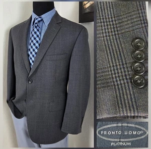 Pronto Uomo Platinum 44S Plaid Blazer Men Sport Coat Checked Wool Suit Jacket - Picture 1 of 17