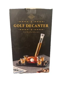 Craftgen Golf Decanter Set Golf Club Decanter 4 Golf Ball Whiskey Glasses & Tray - Picture 1 of 6
