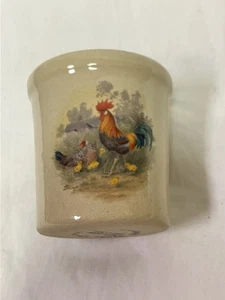 Vintage Yesteryears Mini Pottery Cookie jar crock, Rooster Chickens Marshall TX - Picture 1 of 5