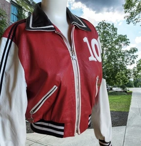 Vintage 80er-90er Phoenix USA Varsity Lamm Leder rot Jacke - Gr. L - Made in USA - Bild 1 von 20