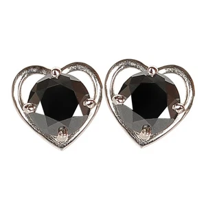 Borchie con diamanti neri a getto 100% naturali forma rotonda 4,00 ct in argento sterling 925 - Foto 1 di 7