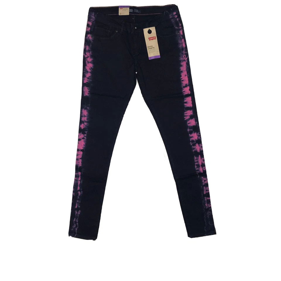 Levis Pantalones Niñas 16 Regular Negro Ultra Rosa Tinte Lateral Denim Legging Elastizado Nuevo con Etiquetas Foto 1 de 4