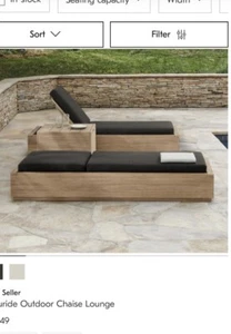 West Elm Outdoor Chaise Lounger Furniture Cover Cushion Slip Cover Pottery Barn - Picture 1 of 13