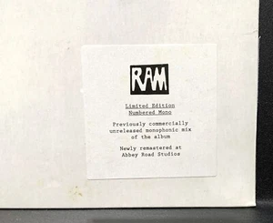 LP SEALED Paul & Linda McCartney RAM 2012 MONO LMT. ED. Numbered Remastered LP - Picture 1 of 4