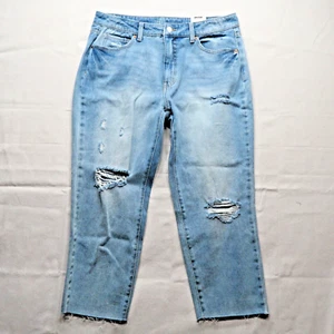 WOMEN'S TIME AND TRU SIZE 16 HIGH RISE DISTRESSED CROP STRAIGHT LEG JEANS NWT - Picture 1 of 10