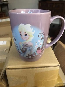 Disney Store Frozen Prinzessin Elsa Mädchen lila Blume Keramik Kaffeetasse Becher - Bild 1 von 3