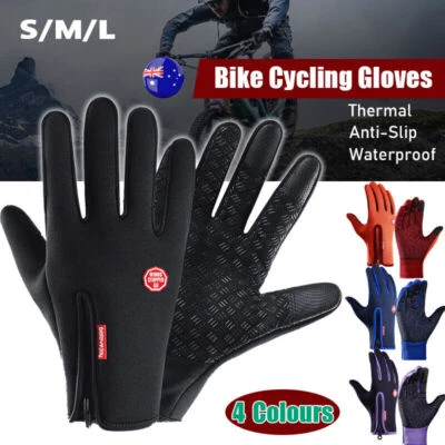 Bike Cycling Gloves Touch Screen Waterproof Full Finger Winter Sport Unisex Glov - image 1 of 4
