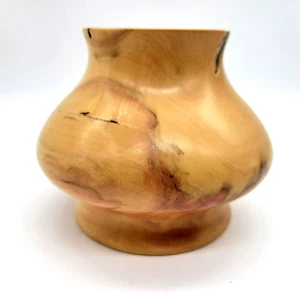 Turned Wood Vase Signed Randy Templeton 2011 Apple Logo Box Elder Wood - Picture 1 of 14