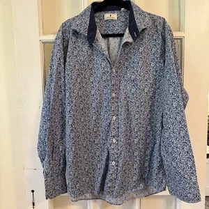 Camisa Southern Pines 2XL Manga Larga Con Botones Azul y Blanco Estampado Floral - Imagen 1 de 9