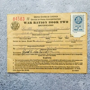 United States of America War Ration Book Two Vintage WWII Ephemera - Picture 1 of 6