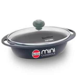 Hawkins 0.75 L Mini Casserole Pan Cooking/Reheating/Serving and Baking Oval Grey - Picture 1 of 8