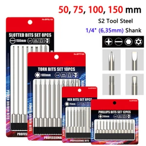Phillips/Hexagonal/Torx/Slotted Screwdriver Bit Mixing Set 50 75 100 150 mm Long - Picture 1 of 24