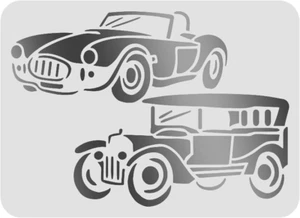 7.5"x10" Clear Plastic Stencil - Old Cars (MC199)***** - Picture 1 of 2