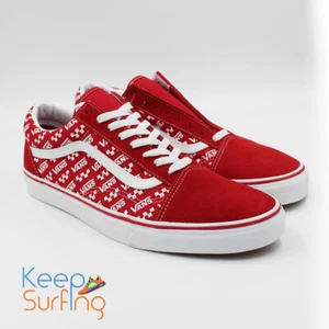✅ Vans Old Skool Logo Repeat Racing Red/True White UK 11❤ - Foto 1 di 11